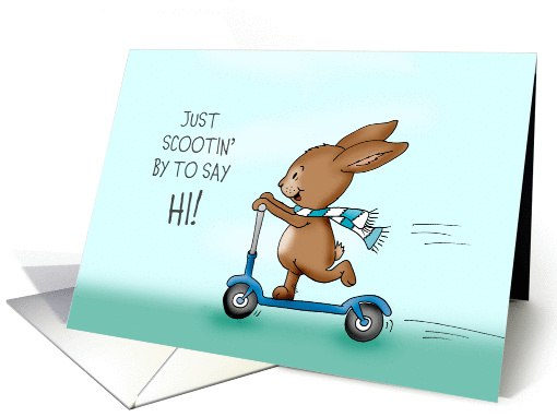 Just scootin' by to say Hi! Bunny on scooter card (1267652)
