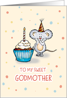 Sweet Godmother - Cute Birthday Card with little mouse and cupcake card