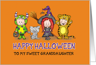 Happy Halloween Granddaughter - Cute Kids all dressed up in costumes card