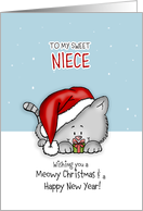 Wishing you a meowy Christmas - Cat Holiday Card for sweet niece card