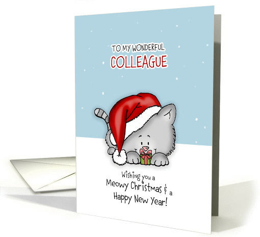 Wishing you a meowy Christmas - Cat Holiday Card for colleague card