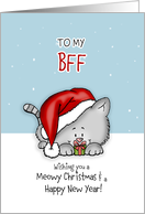 Wishing you a meowy Christmas - Cat Holiday Card for best friend card