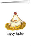 Happy Easter Card with Chicken on nest card