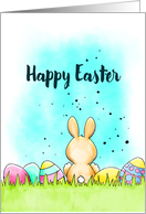 Happy Easter Card with Easter Bunny and Colored Eggs card