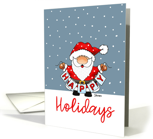 Cute Holiday Card with Santa in the snow card (1752538)