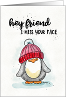 Friend Miss You Card With Penguin card