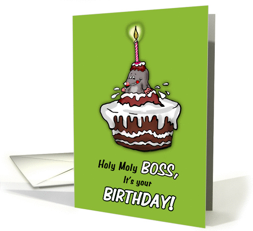 Funny Birthday Card for Boss - Holy Moly Boss, Mole Birthday, card