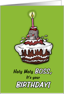 Funny Birthday Card for Boss - Holy Moly Boss, Mole Birthday, card