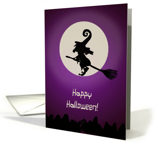 Happy Halloween - Witch on Broom in front of the Moon! card (843952)