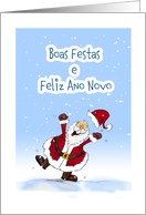 Brazilian Boas Festas Merry Christmas with Santa Claus card