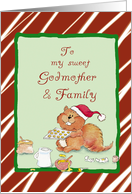 Merry Christmas to Godmother and Family, Cute Baking Squirrel card