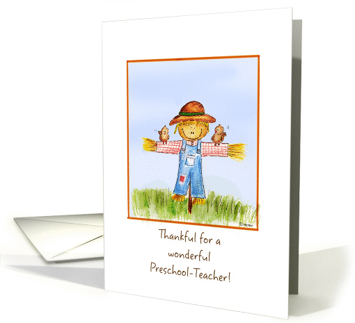 Thankful for a wonderful Preschool Teacher - Thanksgiving card