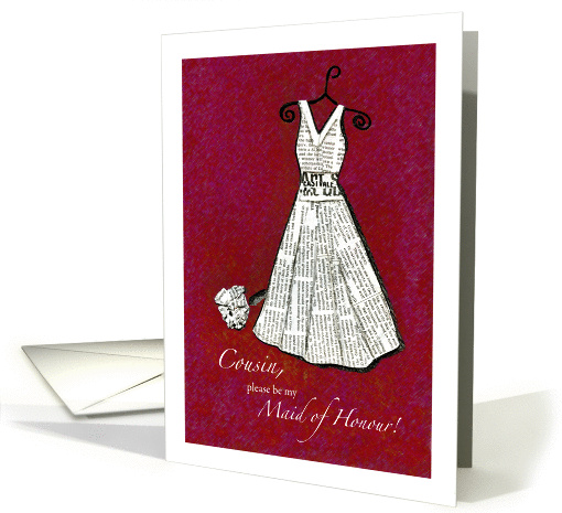 Cousin, please be my Maid of Honour! - red - Newspaper card (894720)