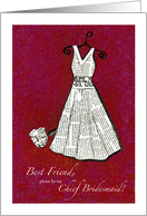 Best Friend, please be my Chief Bridesmaid! - red - Newspaper card