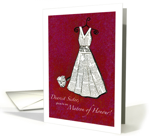Dearest Sister, Matron of Honour- red - Newspaper card (894851)