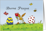 Italien Buona Pasqua Happy Easter-Humorous with Rabbit in Egg Costume card