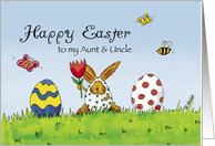 Happy Easter Aunt & Uncle -Humorous with Rabbit in Egg Costume card