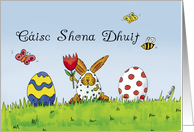 Cisc Shona Dhuit, Irish Happy Easter, Humorous with Rabbit and Eggs card
