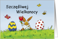 Szczliwej Wielkano, Polish Happy Easter, Humorous with Rabbit card