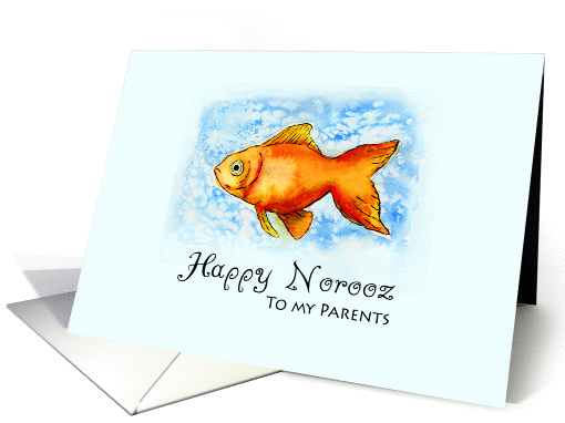 Happy Norooz to my Parents - Goldfish in watercolor card (903428)