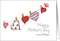 Mothers Day - to both my Colleague - Hearts on Clothesline card