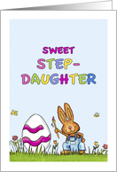 Happy Easter Stepdaughter - Cute Bunny with Egg card