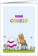 Happy Easter Cousin - Cute Bunny with Egg card