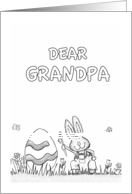 Happy Easter Grandpa - coloring - Cute Bunny with Egg card