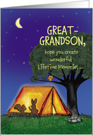 Summer Camp - Great Grandson - Humorous - Flashlights in Tent card