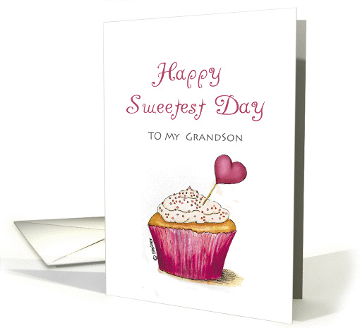 Sweetest Day - Grandson - Cupcake with Heart card (911378)