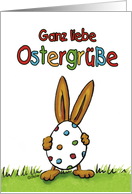 Deutsch Frohe Ostern mit Osterhasen und Ei/ German Happy Easter card