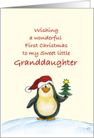 First Christmas for Granddaughter - Cute Christmas Card with Penguin card