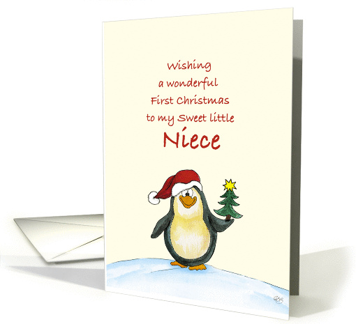 First Christmas for Niece- Cute Christmas Card with Penguin card