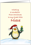 First Christmas for Niece- Cute Christmas Card with Penguin card