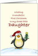 First Christmas for Daughter - Cute Christmas Card with Penguin card