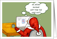 Humorous Christmas/Holiday Cards with Santa on Social Web card