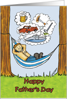 Humorous Father’s Day Card - Relaxed Dad in Hammock card