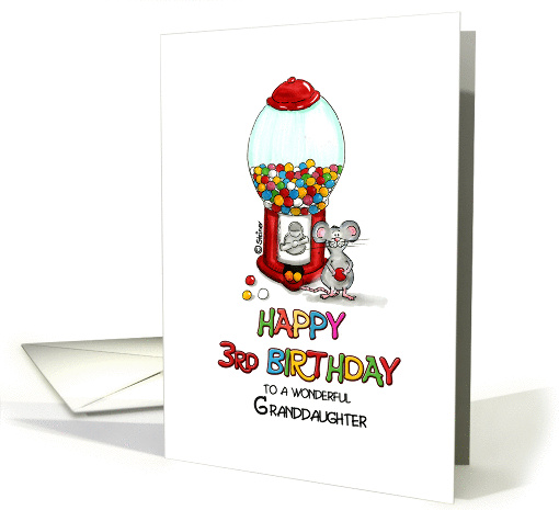 Happy 3rd Birthday Granddaughter - Third Birthday, 3 card (930990)