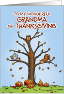 Happy Thanksgiving Grandma - Autumn Tree with Pumpkins card