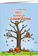 Happy Thanksgiving Great Grandson - Autumn Tree with Pumpkins card