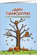 Happy Thanksgiving to my wonderful husband, Autumn Tree with Pumpkins card