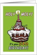 Holy Moly - It’s your 34th Birthday - Humorous Cartoon - Thirty-fourth card