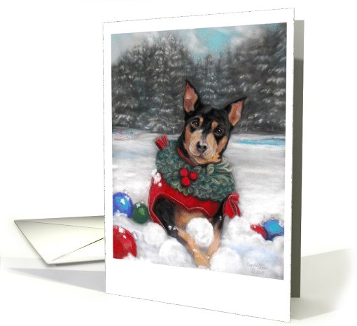 Min Pin Dog Makes Snow Balls card (731247)