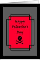Happy Valentine’s Day -Goth Black skull with hearts card