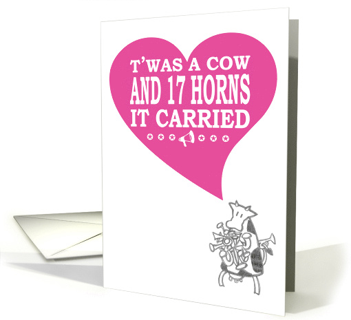 Your 17th Anniversary - cow with horns card (663852)