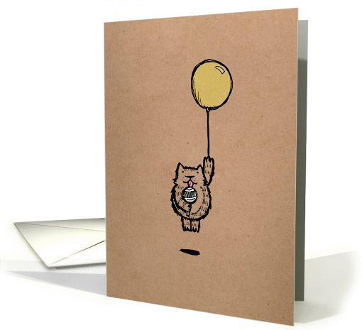 Kitty Balloon - Kraft Look Birthday card (989665)