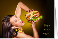 Pretty Girl Eating Giant Burger, on May 28th, National Hamburger Day card