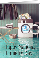 Humorous, April 15th, National Laundry Day, Washing Machine Waterfall card