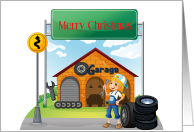 Merry Christmas Female Garage card