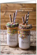 Sweet Treats, Donuts, Drink, Birthday Card for Twins card